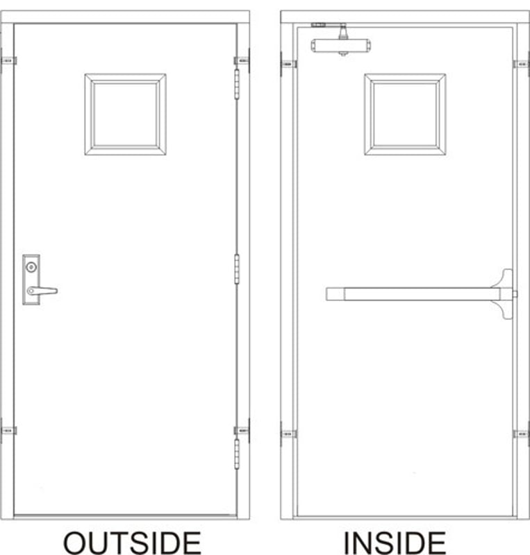 30 x 80 Steel Door - 3 Hrs Fire Rated, Left Hand Reverse Prehung Steel ...