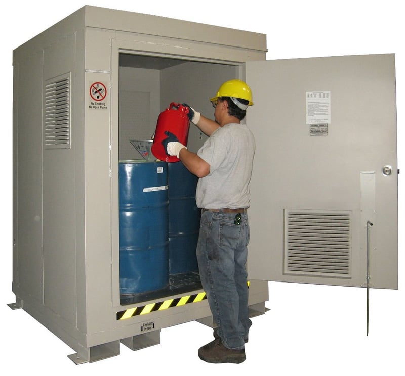 B400 Hazmat Locker SUMP CAPACITY 68 Gal to Hold (4) 55 Gal Drums