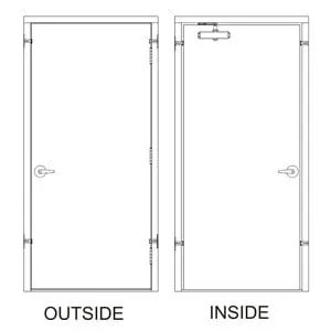 36x 84 - 3 Hrs Fire Rated, Left Hand Reverse Prehung Steel Door with Cylindrical Lever-Style Handle