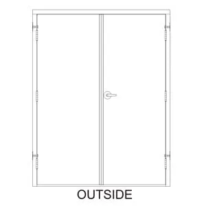 60x 84 - 3 Hrs Fire Rated, Left Hand Reverse Prehung Steel Door with Cylindrical Lever-Style Handle