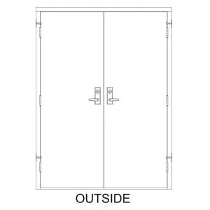 72x 80 - Dual Hand Reverse Prehung Steel Door with surface-vertical rod-style exit (panic) hardware with locking