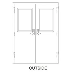 72x 84 - Dual Hand Reverse Prehung Steel Door with surface-vertical rod-style exit (panic) hardware with locking
