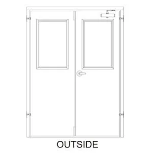 84x 84 - 90 Min Fire Rated, Left Hand Reverse Prehung Steel Door with Cylindrical Lever-Style Handle