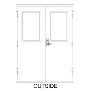 60x 80 - 90 Min Fire Rated, Left Hand Reverse Prehung Steel Door with surface-vertical rod-style exit (panic) hardware with locking