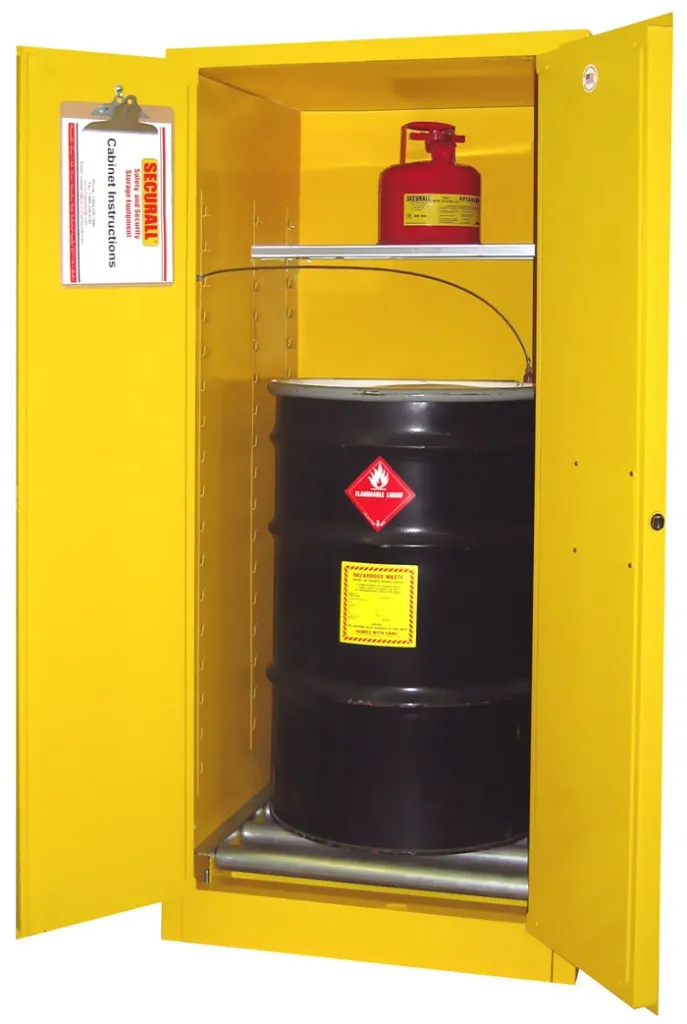 W1040 - 60 Gallon Hazardous Waste Drum Storage, Self-Latch Standard 2-Door