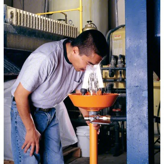 HG1825P - Pedestal-Mounted Eye Wash with Orange ABS Plastic Bowl