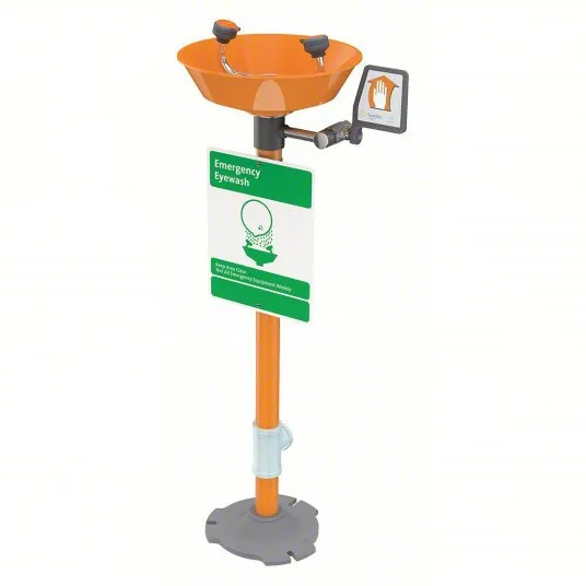 HG1825P - Pedestal-Mounted Eye Wash with Orange ABS Plastic Bowl
