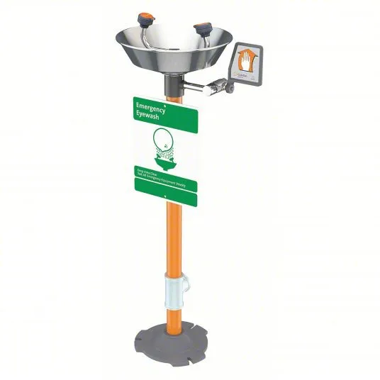 HG1825 - Pedestal-Mounted Eye Wash with Stainless Steel Bowl