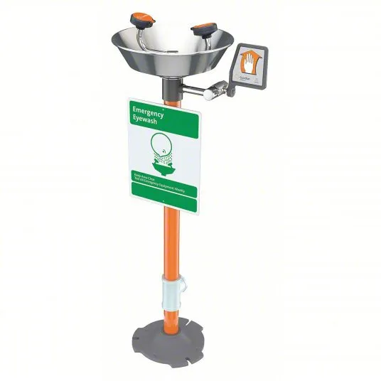 HG1760 - Pedestal-Mounted Eye-Face Wash with Stainless Steel Bowl
