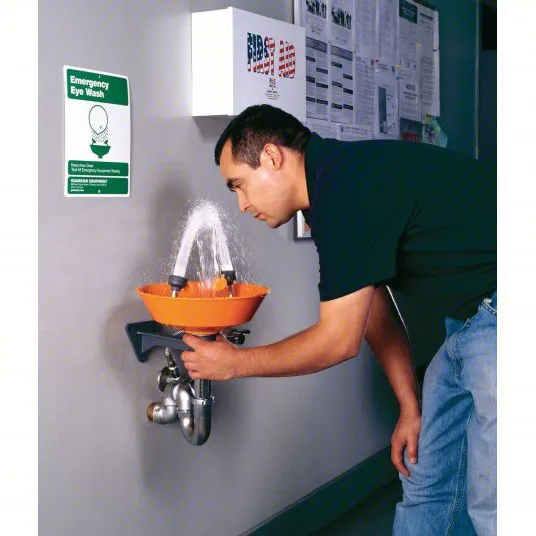 HG1814P - Wall-Mounted Eye Wash with Orange ABS Plastic Bowl