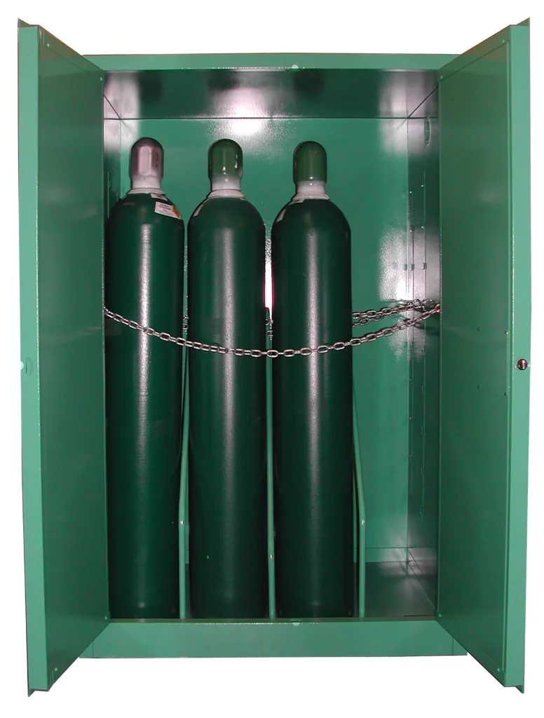 MG106HE - Self-Latch Standard Door - 9 H Oxygen Cylinders Storage Cabinet , Color Red
