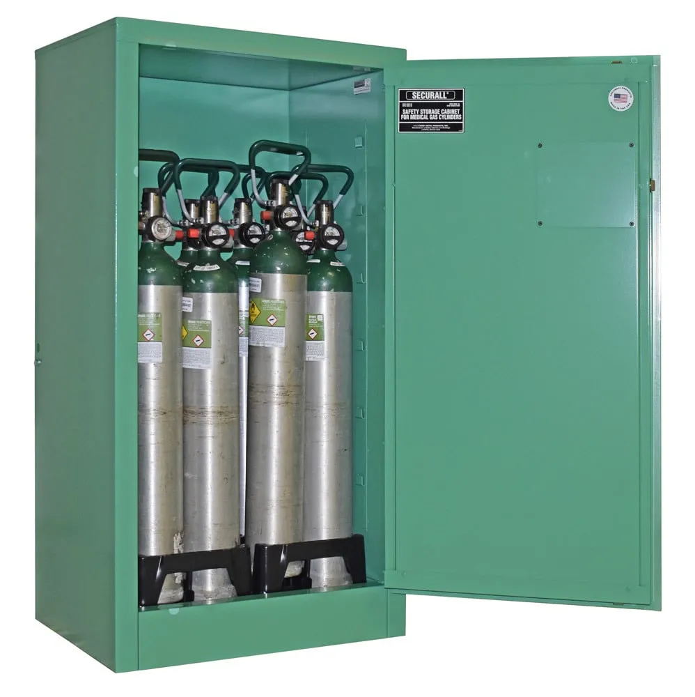 MG109P - Self-Latch Standard Door - 12 D,E Oxygen Cylinders Storage Cabinet , Color White