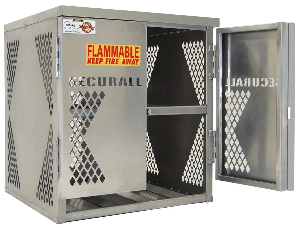LP4S-Steel - 4 Horizontal Compressed Gas 20 or 33 Lb. Cylinders Storage Cabinet