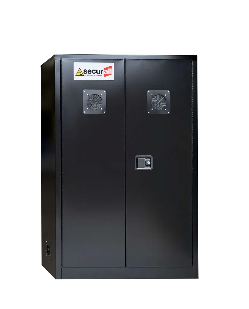 Li145 - Lithium-Ion Battery Charging Cabinet, Self-Latch Standard 2-Door, 4 Shelves