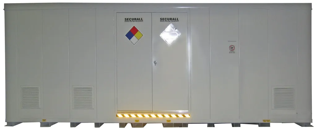 B3800X - Hazmat Locker, Equipped with Damage Limiting Construction Panel, Sump Capacity: 636 Gal. to hold (38) - 55 Gal. Drums