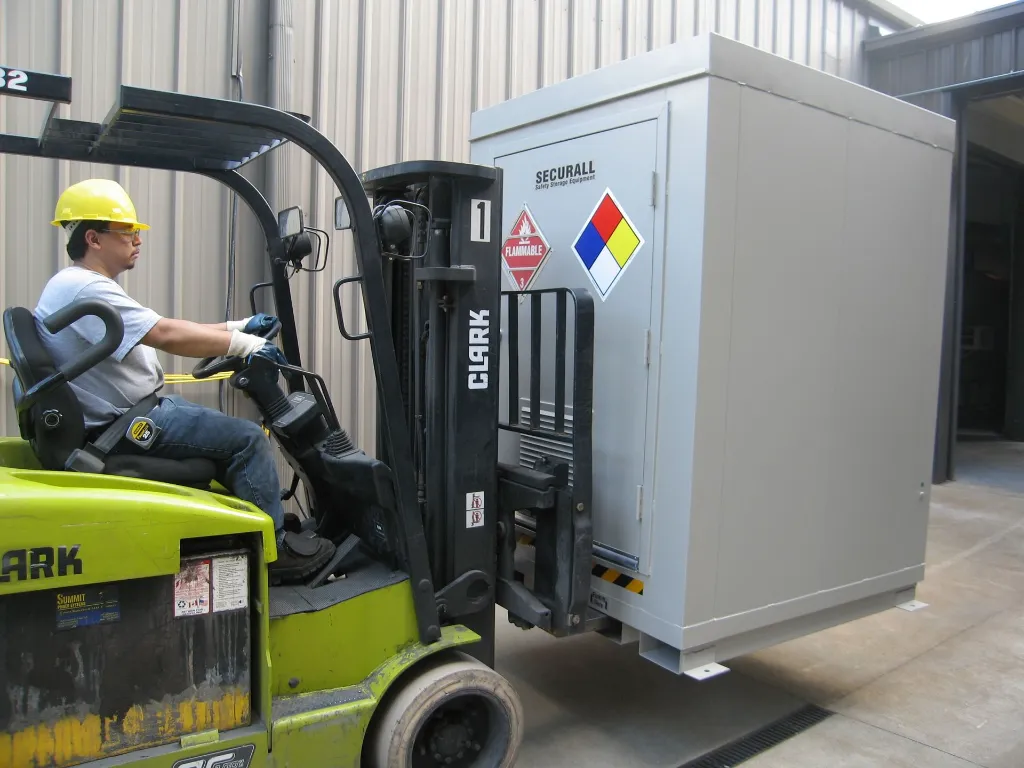 B400 - Hazmat Locker, SUMP CAPACITY: 68 Gal to Hold (4) 55 Gal Drums
