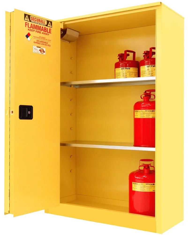 A245 - 45 Gallon Flammable Storage Cabinet, Self-Close Self-Latch Sliding Door