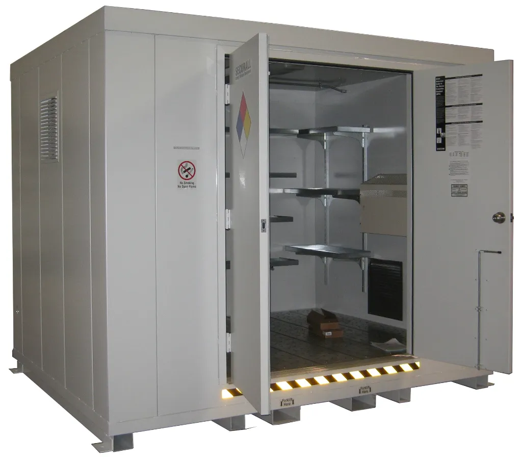 AG1600 - 4 Hrs Fire Rated Chemical Storage Locker, 524.1 Cubic Ft Storage Capacity;  Dim: 8'4"H x 10'W x 8'D