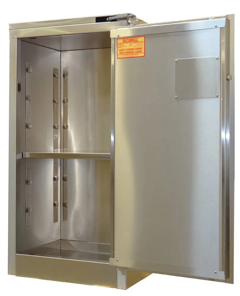 A305SS - 12 Gallon Stainless Steel Flammable Cabinet, Self-Close Self-Latch Safe-T-Door