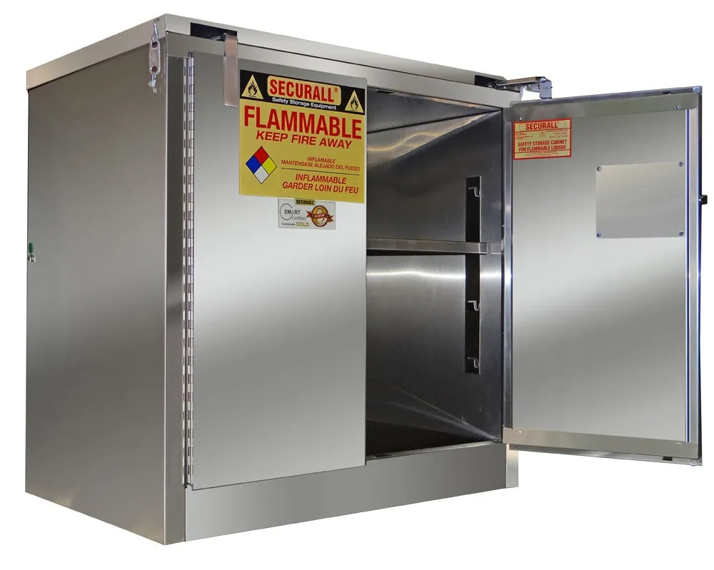 A331SS - 30 Gallon Stainless Steel Flammable Cabinet, Self-Close Self-Latch Safe-T-Door