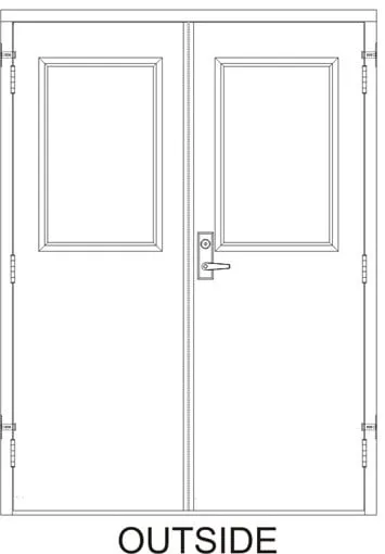 72x 84 - Left Hand Reverse Prehung Steel Door with Rim-Style Exit (Panic) Hardware with Locking