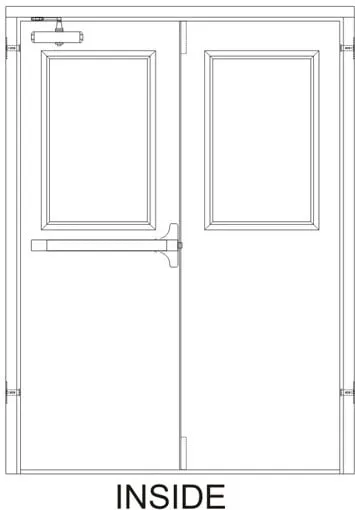 84x 84 - Right Hand Reverse Prehung Steel Door with Rim-Style Exit (Panic) Hardware with Locking