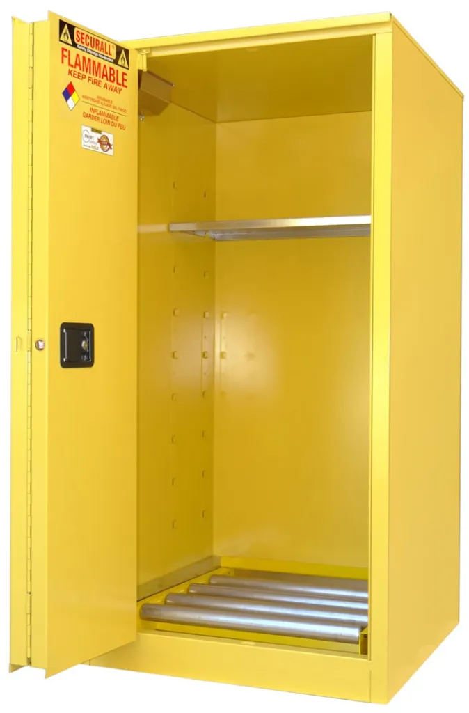 V275 - 75 Gallon  Drum Storage Cabinet, Self-Close Sliding Door