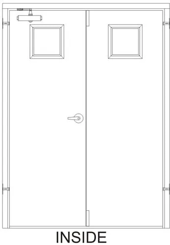 72x 80 - 3 Hrs Fire Rated, Right Hand Reverse Prehung Steel Door with Cylindrical Lever-Style Handle