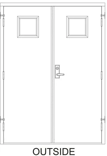 84x 84 - 3 Hrs Fire Rated, Left Hand Reverse Prehung Steel Door with surface-vertical rod-style exit (panic) hardware with locking