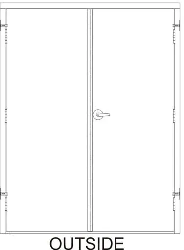 60x 80 - Left Hand Reverse Prehung Steel Door with Cylindrical Lever-Style Handle