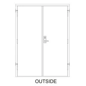 72x 84 - Left Hand Reverse Prehung Steel Door with surface-vertical rod-style exit (panic) hardware with locking